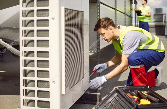 Homeowner checking thermostat for AC not cooling